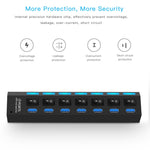 HUB USB 3.0 a 7 porte, super velocità 5 Gbps, plug and play, supporto 1 TB, 7 Ports (Black), 7 Ports (White)