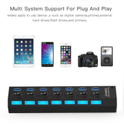 HUB USB 3.0 a 7 porte, super velocità 5 Gbps, plug and play, supporto 1 TB, 7 Ports (Black), 7 Ports (White)