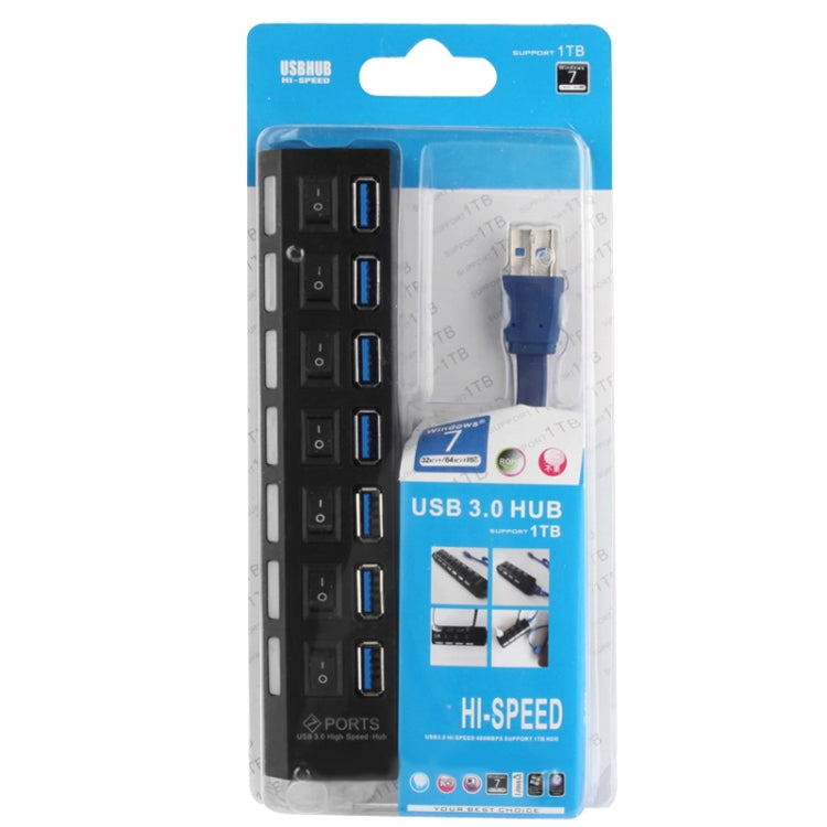 HUB USB 3.0 a 7 porte, super velocità 5 Gbps, plug and play, supporto 1 TB, 7 Ports (Black), 7 Ports (White)