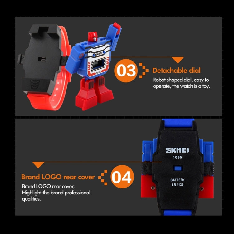 SKMEI Trasformazione Giocattolo Cambiamento Forma Quadrante Rimovibile Movimento Digitale Orologio per Bambini con Cinturino in Cemento di Plastica PU