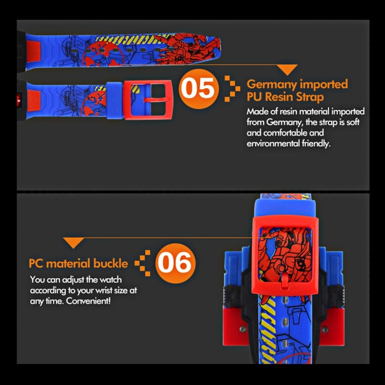 SKMEI Trasformazione Giocattolo Cambiamento Forma Quadrante Rimovibile Movimento Digitale Orologio per Bambini con Cinturino in Cemento di Plastica PU