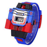 SKMEI Trasformazione Giocattolo Cambiamento Forma Quadrante Rimovibile Movimento Digitale Orologio per Bambini con Cinturino in Cemento di Plastica PU
