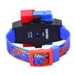SKMEI Trasformazione Giocattolo Cambiamento Forma Quadrante Rimovibile Movimento Digitale Orologio per Bambini con Cinturino in Cemento di Plastica PU