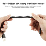 Cavo a spirale per caricabatterie per sincronizzazione dati micro USB, lunghezza: 27,5 cm (può essere esteso fino a 100 cm)