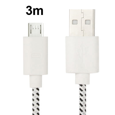 Cavo di trasferimento dati/ricarica USB micro a 5 pin stile rete in nylon, lunghezza: 3 m