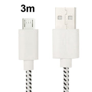 Cavo di trasferimento dati/ricarica USB micro a 5 pin stile rete in nylon, lunghezza: 3 m