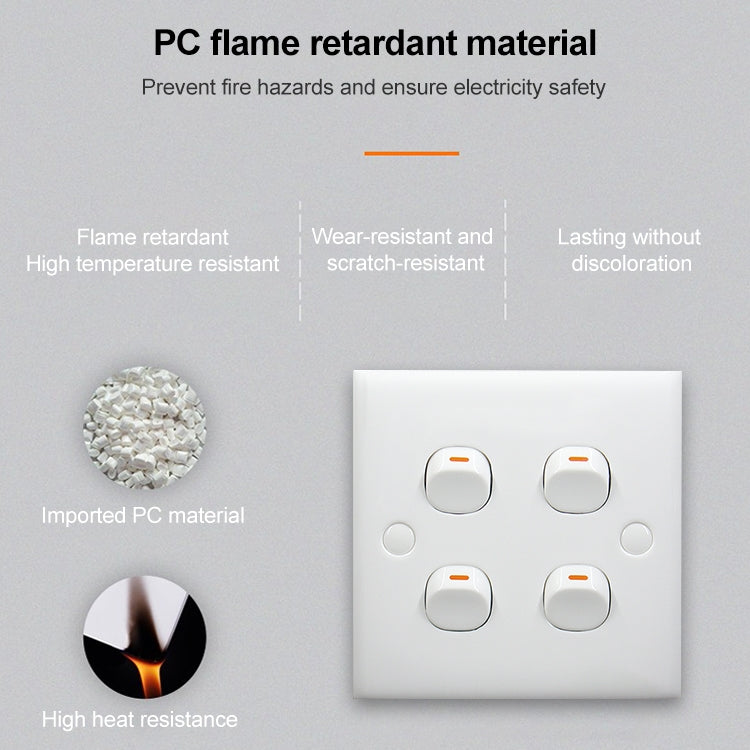 Interruttore elettrico a parete (dimensioni: 86 x 86 mm), 4 Switch