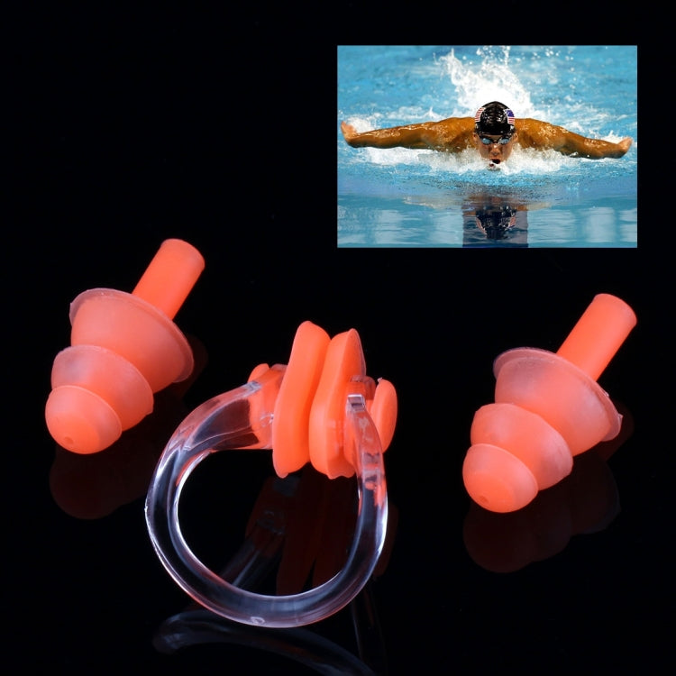 Set di tappi per le orecchie e clip per naso e tappi per le orecchie da nuoto in morbido silicone, consegna a colori casuale, Ear Plug Set, Ear Plug Set(Blue)