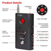 CC308+ Rilevatore multi-rilevatore a portata completa per mini telecamera nascosta/obiettivo IP/GMS/rilevatore di segnale RF, CC308+ Detector