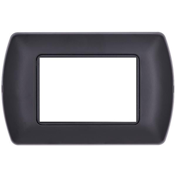 Placca in metallo nera 3 posti compatibile Living International TOT8803-02 6970311029837 S280