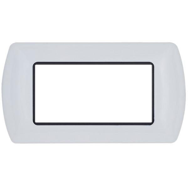 Placca in metallo bianca 4 posti compatibile Living MAP8804-01 6970311029509 S285