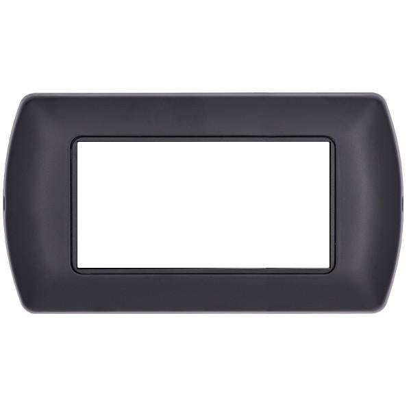 Placca in metallo nera 4 posti compatibile Living TOT8804-02  6970311029837 S295