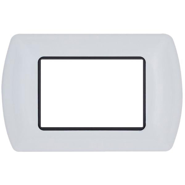 Placca in metallo bianca 3 posti compatibile Living International 6970311029820 TOT8803-01 S300