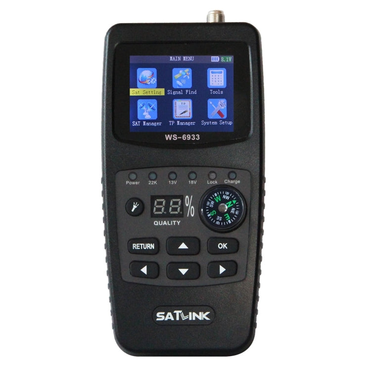 SATLINK WS6933 Misuratore satellitare digitale portatile, schermo a colori LCD da 2,1 pollici, puntatore di segnale DVB-S2/S, WS6933