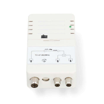 CATV Amplifier | Gain: 25 dB | 47 - 862 MHz | Number of outputs: 2 | Gain control | White