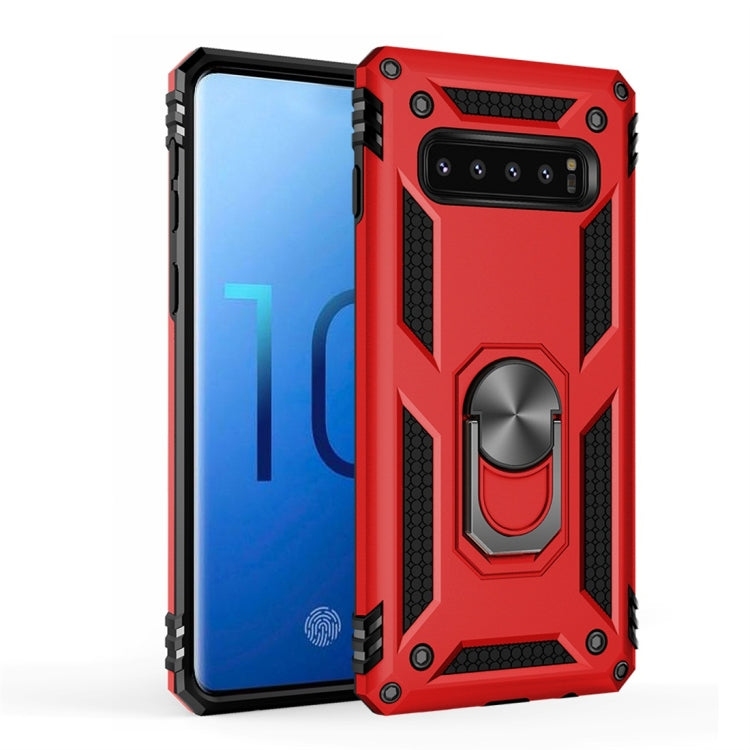 Custodia antiurto TPU+PC per Samsung Galaxy S10 con supporto rota
