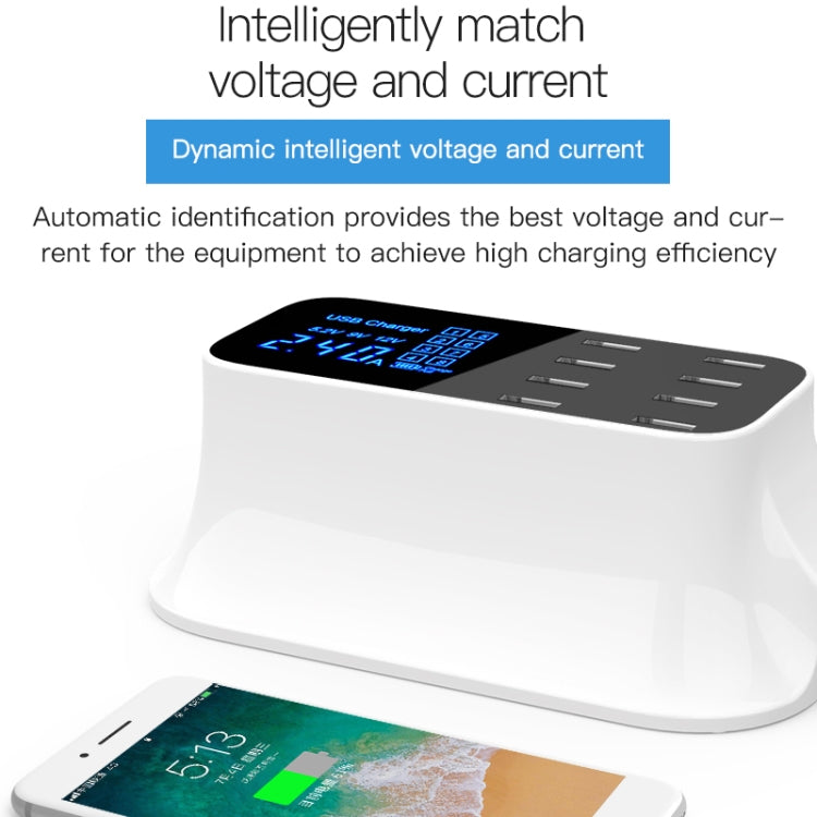 YC-CDA19A Dock di ricarica rapida con display digitale intelligente multifunzione USB a 8 porte da 40 W, presa UK
