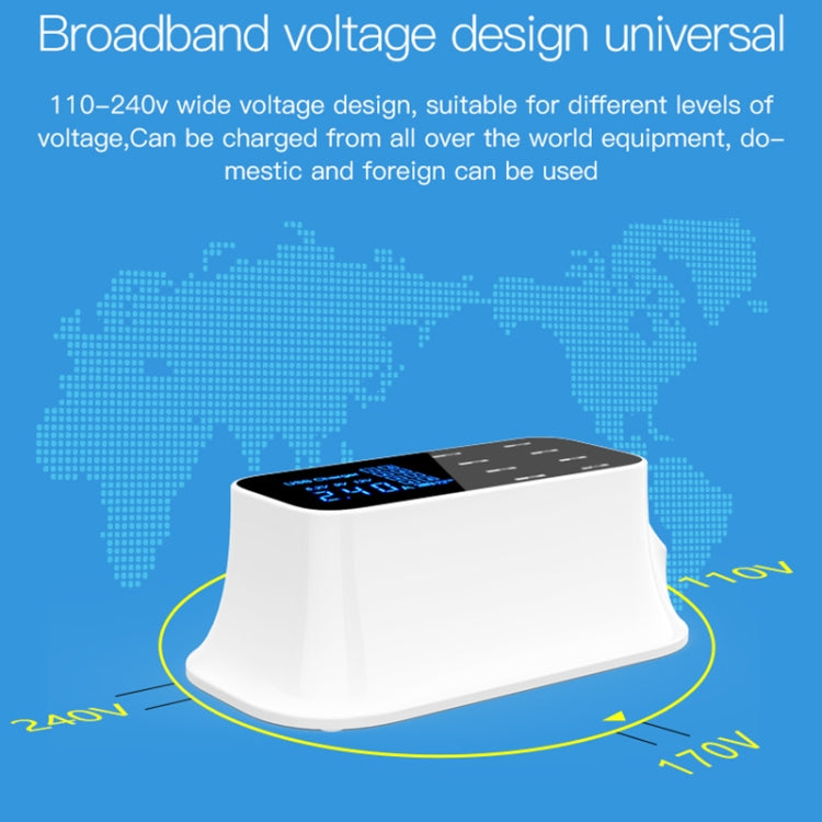 YC-CDA19A Dock di ricarica rapida con display digitale intelligente multifunzione USB a 8 porte da 40 W, presa UK