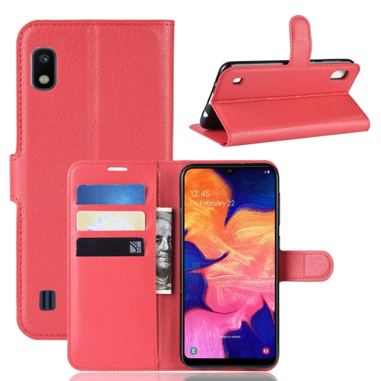 Custodia portafoglio in pelle Litchi per Galaxy A10