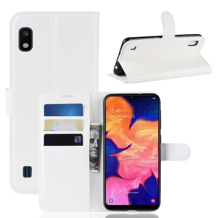 Custodia portafoglio in pelle Litchi per Galaxy A10