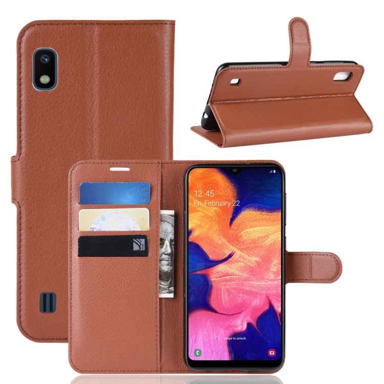 Custodia portafoglio in pelle Litchi per Galaxy A10