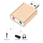 Guscio in alluminio Jack da 3,5 mm Scheda audio USB esterna HIFI Magic Voice Adattatore a 7.1 canali Unità gratuita per computer, desktop, altoparlanti, cuffie, microfono, Aluminum 7.1 Channel Gold