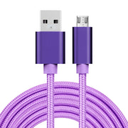 Cavo dati/caricabatterie da micro USB a USB con testa in metallo stile tessuto 3A, lunghezza cavo: 3 m, 3m Micro USB