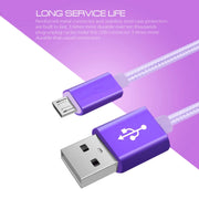 Cavo dati/caricabatterie da micro USB a USB con testa in metallo stile tessuto 3A, lunghezza cavo: 3 m, 3m Micro USB