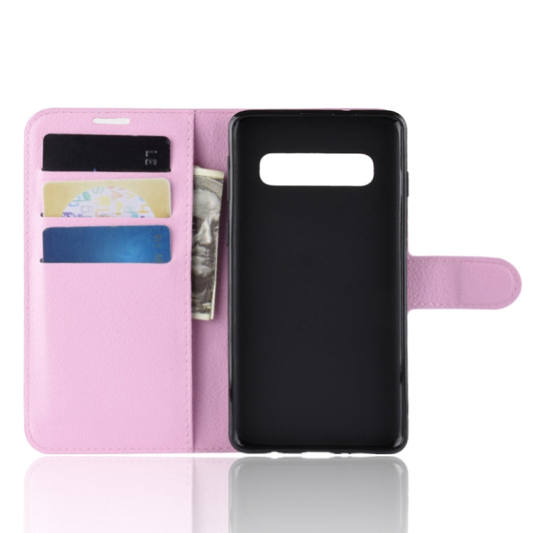 Custodia in pelle con chiusura orizzontale con texture Litchi per Galaxy S10, con portafoglio, supporto e slot per carte, For Galaxy S10, Galaxy S10
