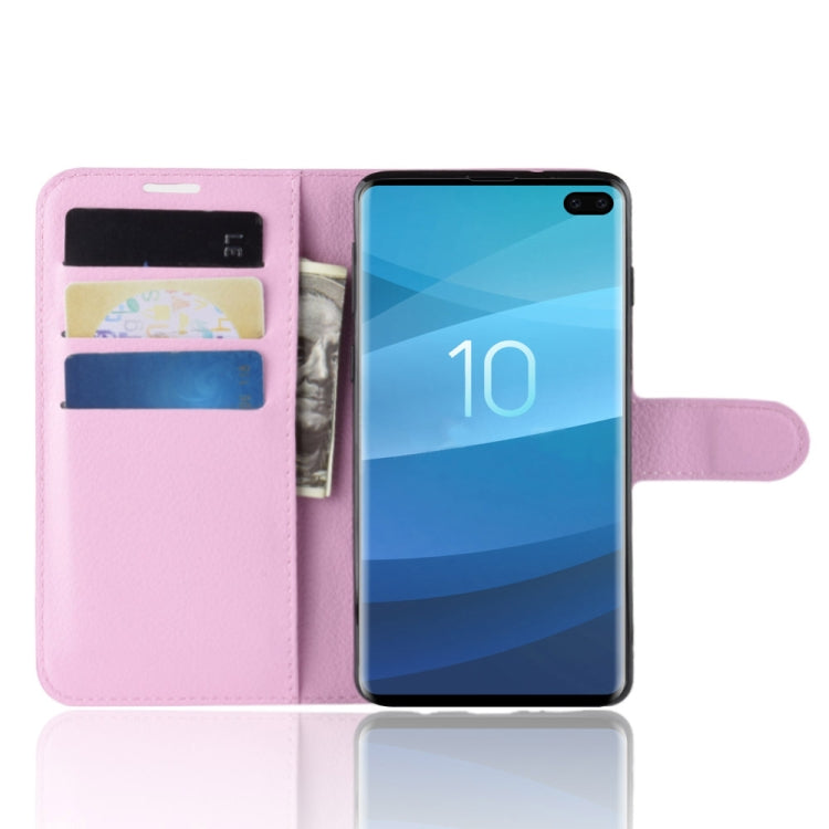 Custodia in pelle con chiusura orizzontale con texture Litchi per Galaxy S10, con portafoglio, supporto e slot per carte, For Galaxy S10, Galaxy S10