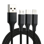 Cavo ricarica 3 in 1 in nylon 1,2m per smartphone