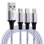 Cavo ricarica 3 in 1 in nylon 1,2m per smartphone