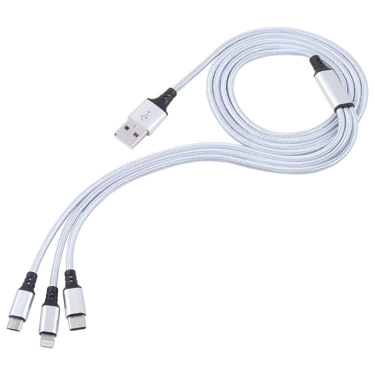 Cavo di ricarica in tessuto di nylon da USB a 8 pin e USB-C/Type-C e micro USB 3 in 1 da 2A 1,2 m