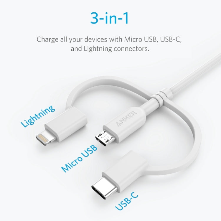 Cavo dati Anker 3 in 1 certificato MFI per smartphone