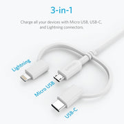Cavo dati ANKER 3 in 1 MFI per iPhone e Android