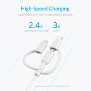 Cavo dati ANKER 3 in 1 MFI per iPhone e Android