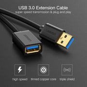 Ugreen 50 cm USB 3.0 maschio a femmina cavo di prolunga per trasmissione dati ad alta velocità, Length: 50cm