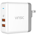 Caricabatterie doppio USB QC3.0 36W presa americana