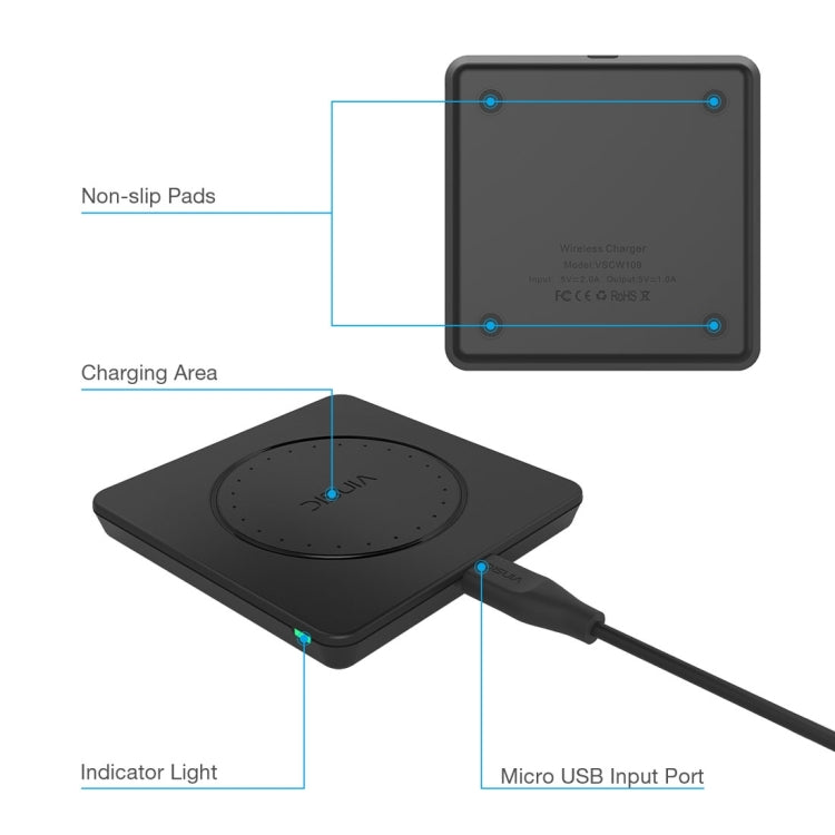 Caricabatterie wireless portatile Vinsic Qi universale