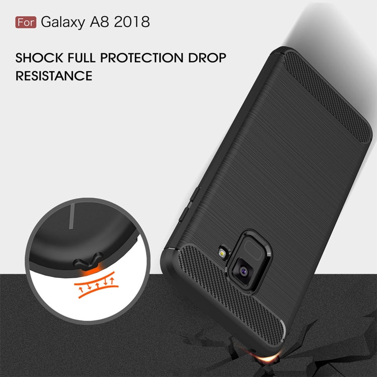 Custodia posteriore TPU fibra di carbonio per Galaxy A8 2018