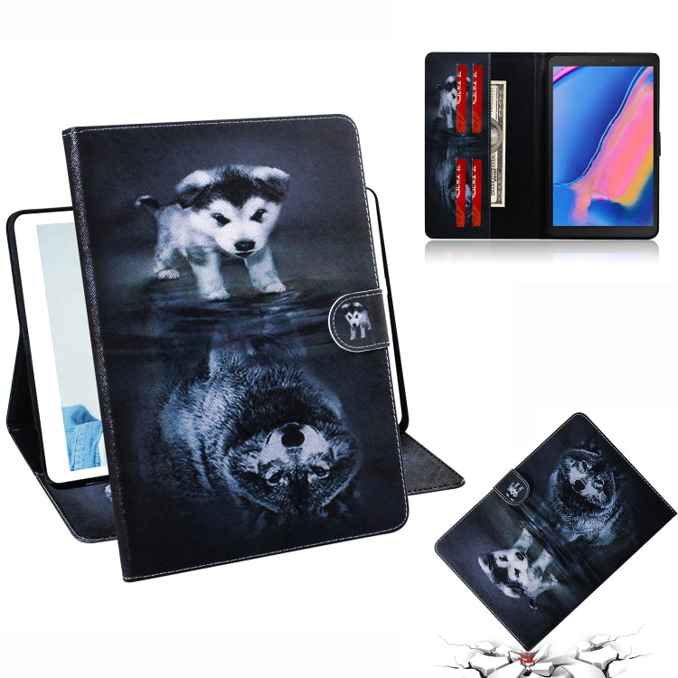 Custodia in pelle con motivo lupo e cane per Galaxy Tab A 8 (2019