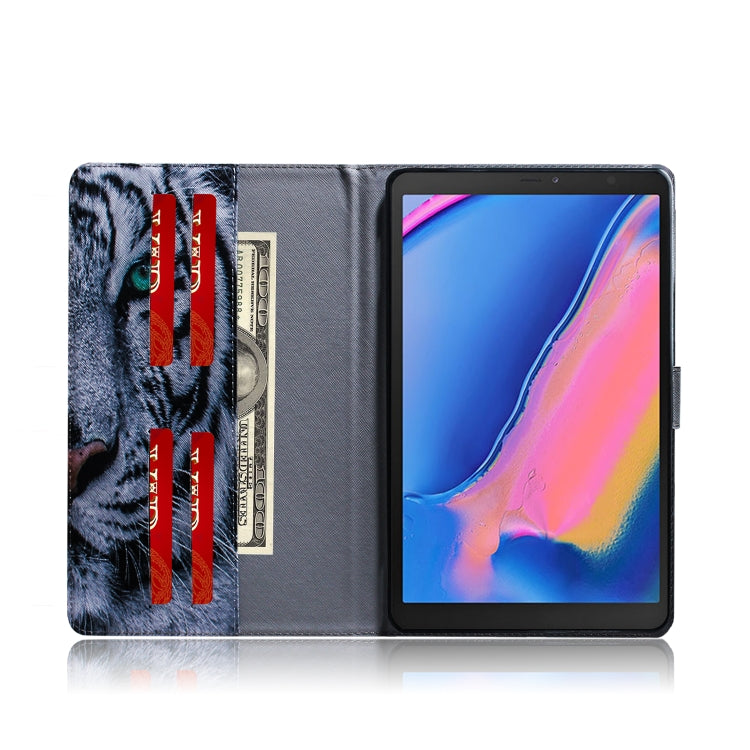 Custodia in pelle con chiusura orizzontale con motivo tigre per Galaxy Tab A 8 (2019) / P200 / P205, con supporto, slot per carte e portafoglio, For Galaxy Tab A 8 (2019)