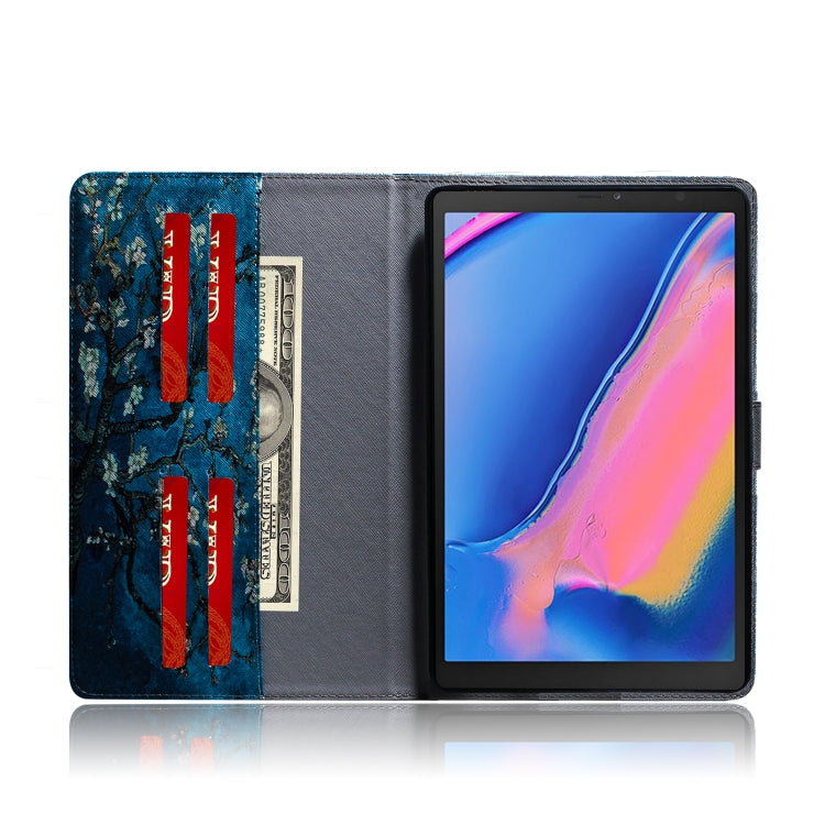 Custodia in pelle con chiusura orizzontale con motivo fiore di albicocca per Galaxy Tab A 8 (2019) / P200 / P205, con supporto, slot per carte e portafoglio, For Galaxy Tab A 8 (2019)