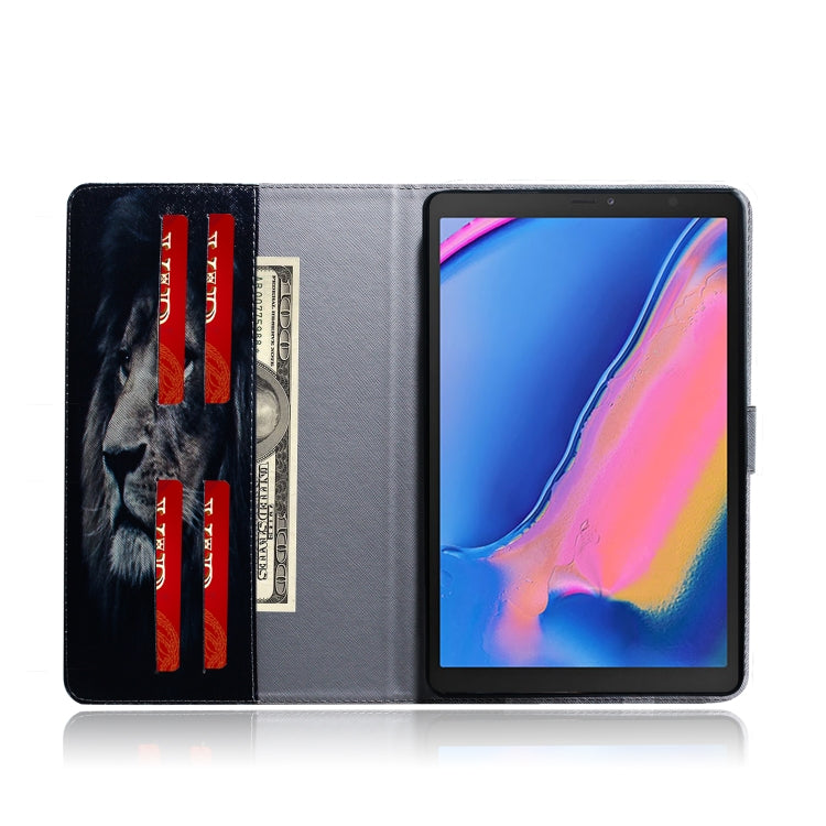 Custodia in pelle con motivo leone per Galaxy Tab A 8 (2019)