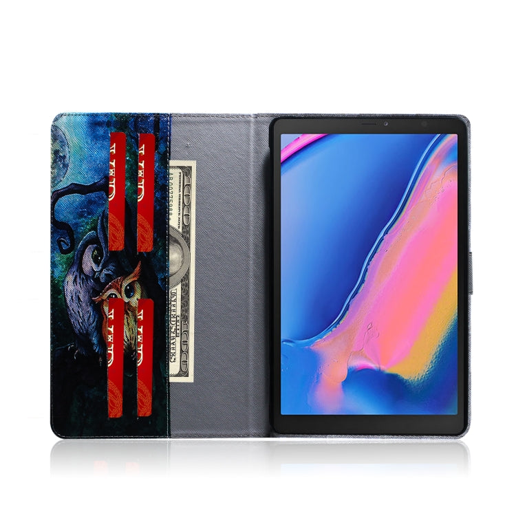 Custodia in pelle con chiusura orizzontale con motivo gufo petrolifero per Galaxy Tab A 8 (2019) / P200 / P205, con supporto, slot per carte e portafoglio, For Galaxy Tab A 8 (2019)