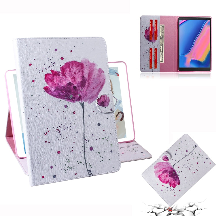Custodia portafoglio in pelle con motivo orchidee per Galaxy Tab