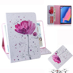 Custodia portafoglio in pelle con motivo orchidee per Galaxy Tab