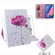 Custodia portafoglio in pelle con motivo orchidee per Galaxy Tab