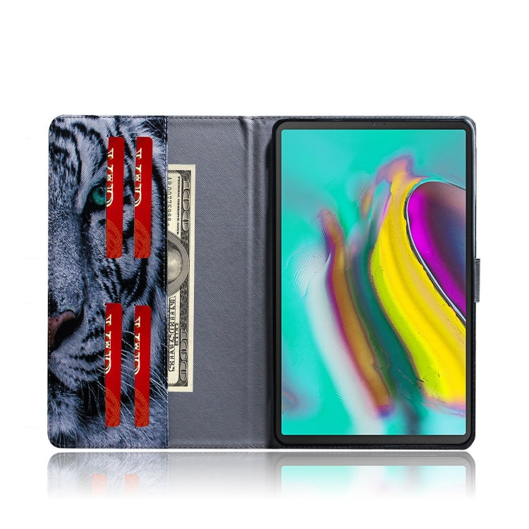 Custodia in pelle con chiusura orizzontale con motivo tigre per Galaxy Tab S5E T720 / T725, con supporto, slot per carte e portafoglio, For Galaxy Tab S5E