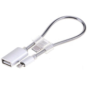 Cavo di ricarica dati adattatore OTG per tubo flessibile in lega di alluminio da micro USB a USB da 24 cm 2A con connettore USB-C / Type-C
